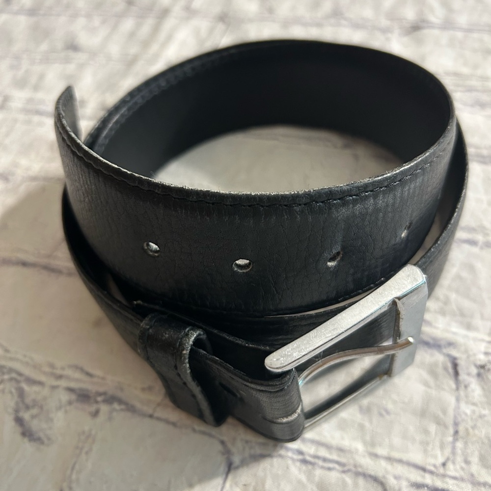 HARNESS HOUSE BLACK PEBBLE STEERHIDE LEATHER SOLID BRASS BUCKLE MENS BELT 36